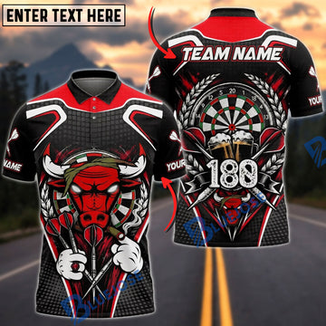 BlueJose Darts Angry Bull Mascot Cigar Beer Mugs High Score 180 Wheat Ears Target Board Personalized Name, Team Name Unisex Shirt (6 Colors)