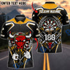 BlueJose Darts Angry Bull Mascot Cigar Beer Mugs High Score 180 Wheat Ears Target Board Personalized Name, Team Name Unisex Shirt (6 Colors)