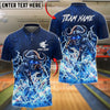 BlueJose Bowling And Pins Raging Bull Lightning Bowling Strike Customized Name, Team Name 3D Shirt (4 Colors)