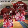 BlueJose Bowling And Pins Raging Bull Lightning Bowling Strike Customized Name, Team Name 3D Shirt (4 Colors)
