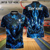 BlueJose Bowling And Pins Dark Crow Flaming Bowling Ball Customized Name, Team Name 3D Shirt (4 Colors)