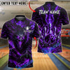 BlueJose Bowling And Pins Dark Crow Flaming Bowling Ball Customized Name, Team Name 3D Shirt (4 Colors)