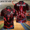 BlueJose Bowling And Pins Dark Crow Flaming Bowling Ball Customized Name, Team Name 3D Shirt (4 Colors)