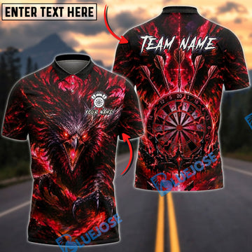 BlueJose Darts Dark Crow Flaming Dartboard Personalized Name, Team Name Unisex Shirt (4 Colors)