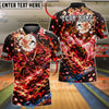 BlueJose Bowling And Pins Samurai Warrior Sakura Flame Strike Customized Name, Team Name 3D Shirt (4 Colors)