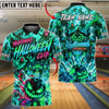 BlueJose Bowling And Pins Halloween Pumpkin Ghost Neon Graphic Customized Name, Team Name 3D Shirt (4 Colors)