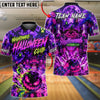BlueJose Bowling And Pins Halloween Pumpkin Ghost Neon Graphic Customized Name, Team Name 3D Shirt (4 Colors)