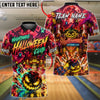 BlueJose Bowling And Pins Halloween Pumpkin Ghost Neon Graphic Customized Name, Team Name 3D Shirt (4 Colors)