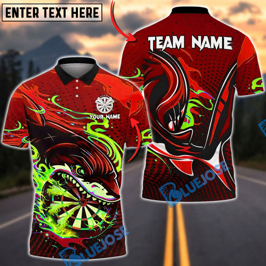 BlueJose Darts Shark Power Strike Multicolor Options Personalized Name Shirt (4 Colors)