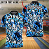 BlueJose Bowling And Pins Crazy Evil Expressive Face Pins Ball Strike Flaming Fire Graphic Text Customized Name, Team Name 3D Shirt (4 Colors)