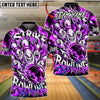 BlueJose Bowling And Pins Crazy Evil Expressive Face Pins Ball Strike Flaming Fire Graphic Text Customized Name, Team Name 3D Shirt (4 Colors)