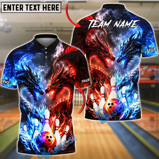 BlueJose Bowling Dragon Dual Dragon Clash Customized Name, Team Name 3D Shirt (4 Colors)