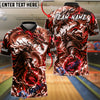BlueJose Bowling And Pins Flame Samurai Dragon Graphic Customized Name, Team Name 3D Shirt (4 Colors)