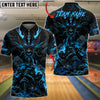 BlueJose Bowling And Pins Samurai Warrior Armor Helmet Ball Dragon Face Head Mystical Smoke Clouds Customized Name, Team Name 3D Shirt (6 Colors)