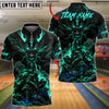 BlueJose Bowling And Pins Samurai Warrior Armor Helmet Ball Dragon Face Head Mystical Smoke Clouds Customized Name, Team Name 3D Shirt (6 Colors)