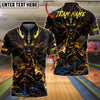 BlueJose Bowling And Pins Samurai Warrior Armor Helmet Ball Dragon Face Head Mystical Smoke Clouds Customized Name, Team Name 3D Shirt (6 Colors)