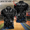 BlueJose Bowling And Pins Samurai Warrior Armor Helmet Ball Dragon Face Head Mystical Smoke Clouds Customized Name, Team Name 3D Shirt (6 Colors)
