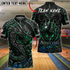 BlueJose Bowling And Pins Dragon Crown Ball Graphic Customized Name, Team Name 3D Shirt (4 Colors)
