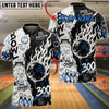 BlueJose Bowling And Pins 300 Pin Crusher Graffiti Flame Graphic Customized Name, Team Name 3D Shirt (4 Colors)