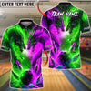 BlueJose Bowling Fire and Ice Dragon Strike Customized Name, Team Name 3D Shirt (4 Colors)