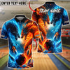 BlueJose Bowling Fire and Ice Dragon Strike Customized Name, Team Name 3D Shirt (4 Colors)