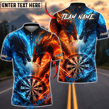 BlueJose Darts Fire and Ice Dragon Dartboard Personalized Name, Team Name Unisex Shirt (4 Colors)