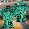 BlueJose Bowling And Pins Funny Crazy Face Pins Lightning Fireball Neon Customized Name, Team Name 3D Shirt (4 Colors)