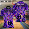 BlueJose Bowling And Pins Funny Crazy Face Pins Lightning Fireball Neon Customized Name, Team Name 3D Shirt (4 Colors)