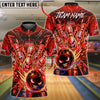 BlueJose Bowling And Pins Funny Crazy Face Pins Lightning Fireball Neon Customized Name, Team Name 3D Shirt (4 Colors)