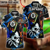BlueJose Billiards Skull Fire 8 Ball Neon Street Art Style Personalized Name, Team Name Unisex Shirt (4 Colors)