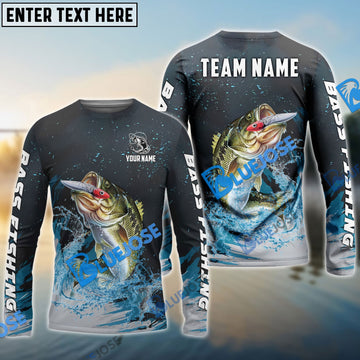 Bluejose Bass Fishing Dark Blue Sport Custom Name & Team Name 3D Shirts