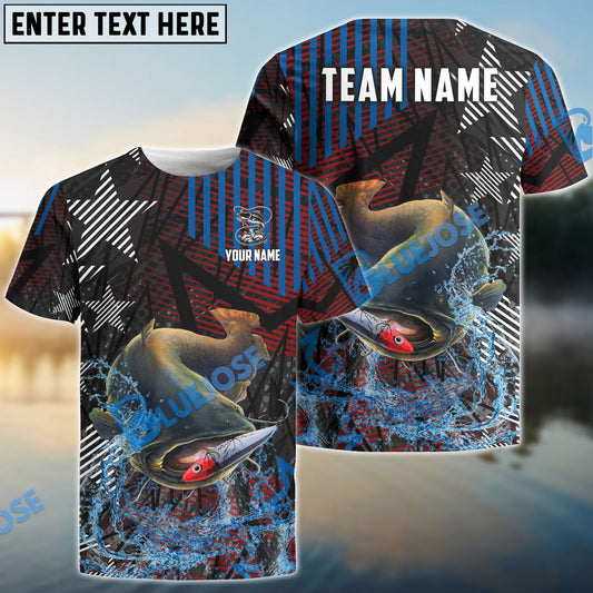 Bluejose Catfish Fishing Rising Star Custom Name & Team Name 3D Shirts