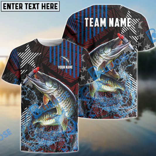 Bluejose Musky Fishing Rising Star Custom Name & Team Name 3D Shirts