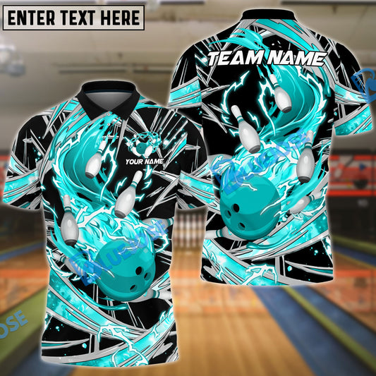 BlueJose Bowling And Pins Flame Thunder Wind AuraCustomized Name 3D Shirt (4 Colors)