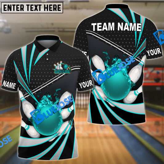 BlueJose Bowling And Pins Point Tornado Pattern Multicolor Customized Name 3D Shirt (4 Colors)