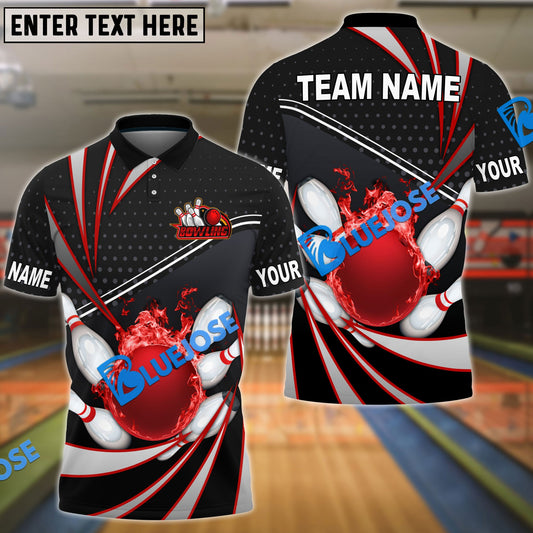 BlueJose Bowling And Pins Point Tornado Pattern Multicolor Customized Name 3D Shirt (4 Colors)
