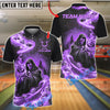 BlueJose Bowling And Pins Flame Reaper And Fire Skull Design Customized Name, Team Name 3D Shirt (4 Colors)