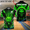 BlueJose Bowling And Pins Ice Neon Skull Vibes Design Customized Name, Team Name 3D Shirt (4 Colors)