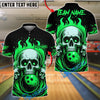 BlueJose Bowling And Pins Flame Skull Team Design 2 Customized Name, Team Name 3D Shirt (4 Colors)
