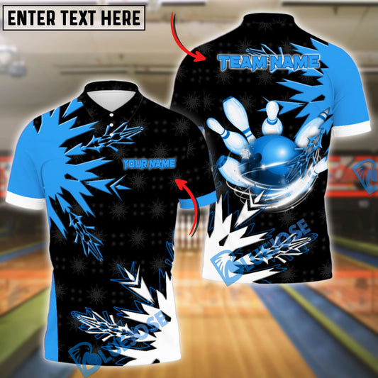BlueJose Bowling And Pins Rolling Impact Customized Name, Team Name 3D Shirt (4 Colors)