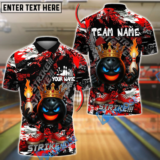 BlueJose Bowling And Pins King Flame Ball Customized Name, Team Name 3D Shirt (4 Colors)