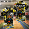 BlueJose Bowling And Pins King Flame Ball Customized Name, Team Name 3D Shirt (4 Colors)
