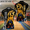 BlueJose Bowling And Pins King Pins Flame Premium Customized Name, Team Name 3D Shirt (4 Colors)