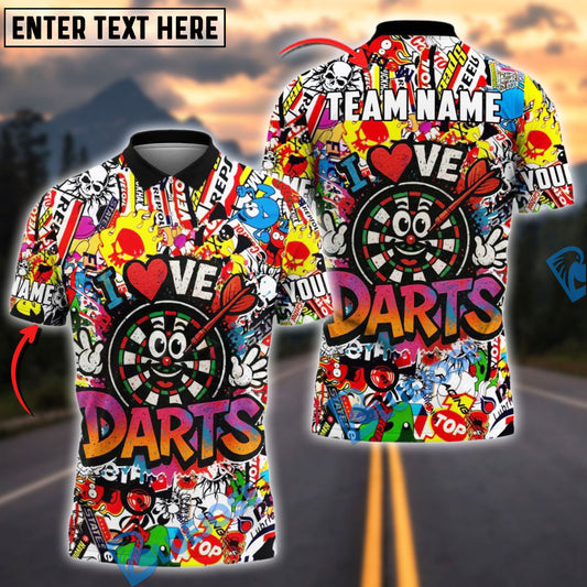BlueJose Darts Love Darts Graffiti Personalized Name, Team Name Shirt