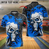 BlueJose Bowling Flaming Skull Strike Customized Name, Team Name 3D Shirt (4 Colors)