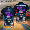 BlueJose Bowling Fear the Ball Cartoon Power Style Customized Name, Team Name 3D Shirt (4 Colors)