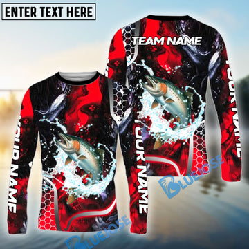 Bluejose Salmon Fishing Red Thunder Custom Name & Team Name 3D Shirts