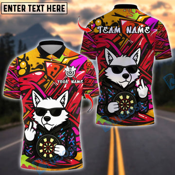 BlueJose Darts Graffiti Wolf Customized Name, Team Name 3D Shirt (4 Colors)