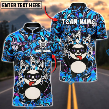 BlueJose Darts Panda Cool Style Customized Name, Team Name 3D Shirt (4 Colors)