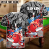 BlueJose Bowling And Pins Bloody Flaming Strike Customized Name 3D Shirt (4 Colors)